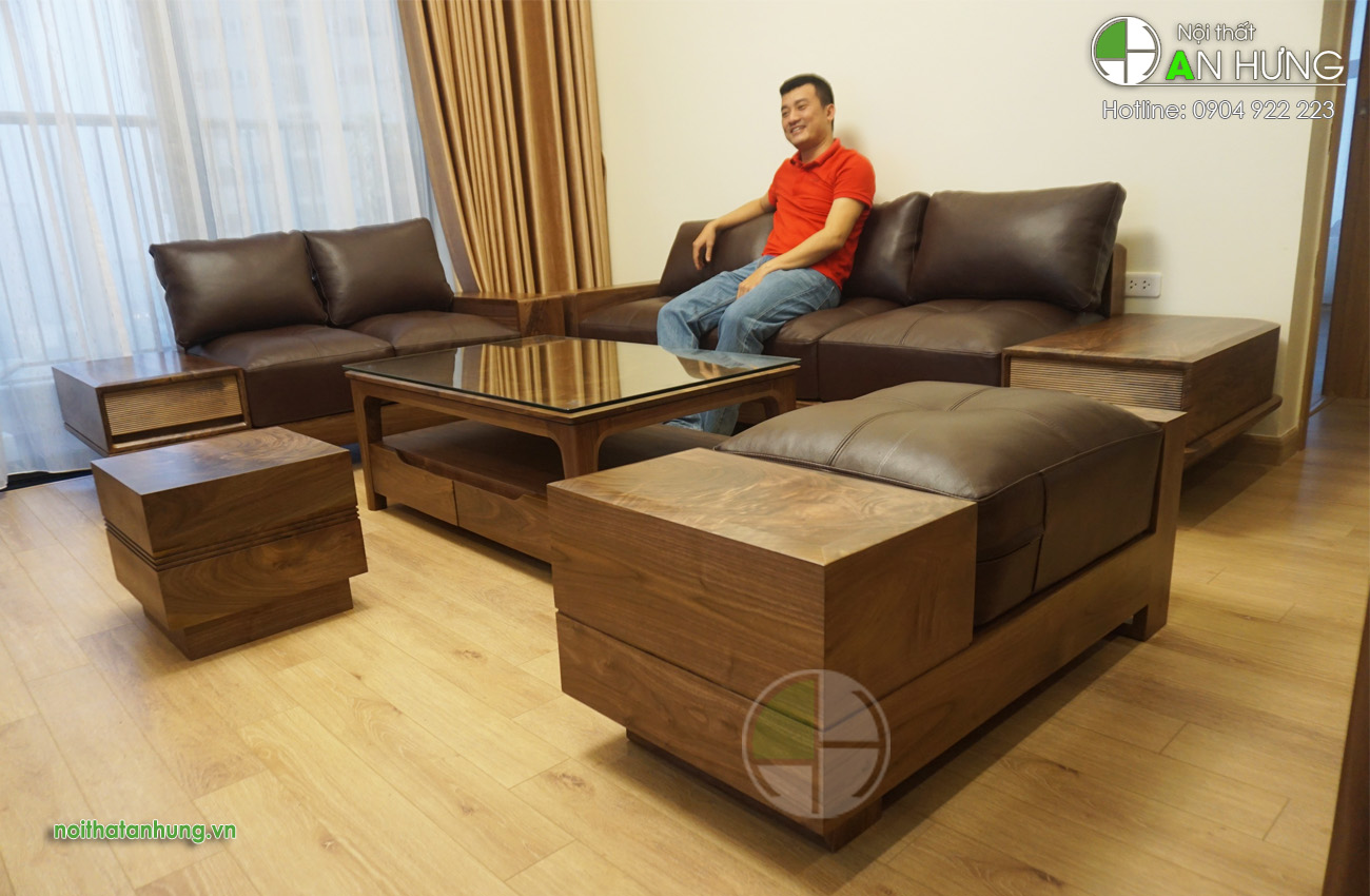MẪU SOFA GỖ ÓC CHÓ ĐẸP HIỆN ĐẠI - AA20
