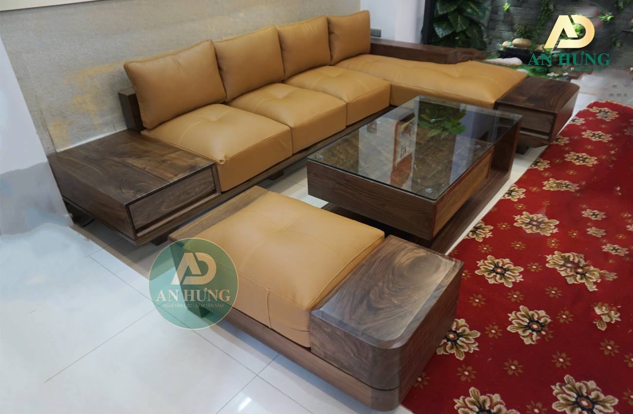 Sofa gỗ óc chó đẹp - AA26