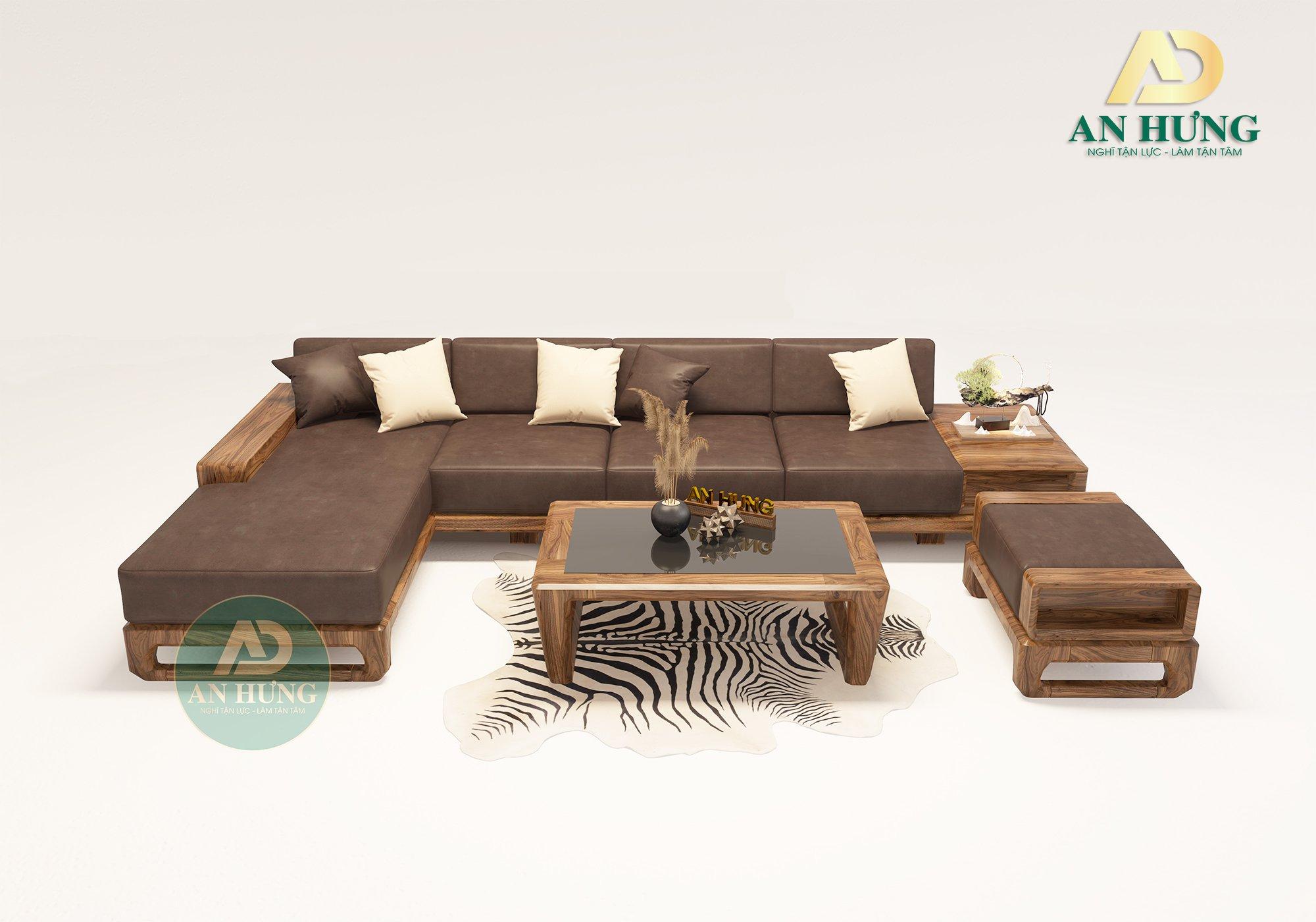 MẪU SOFA GỖ ÓC CHÓ HÌNH CHỮ L ĐẸP - AA27