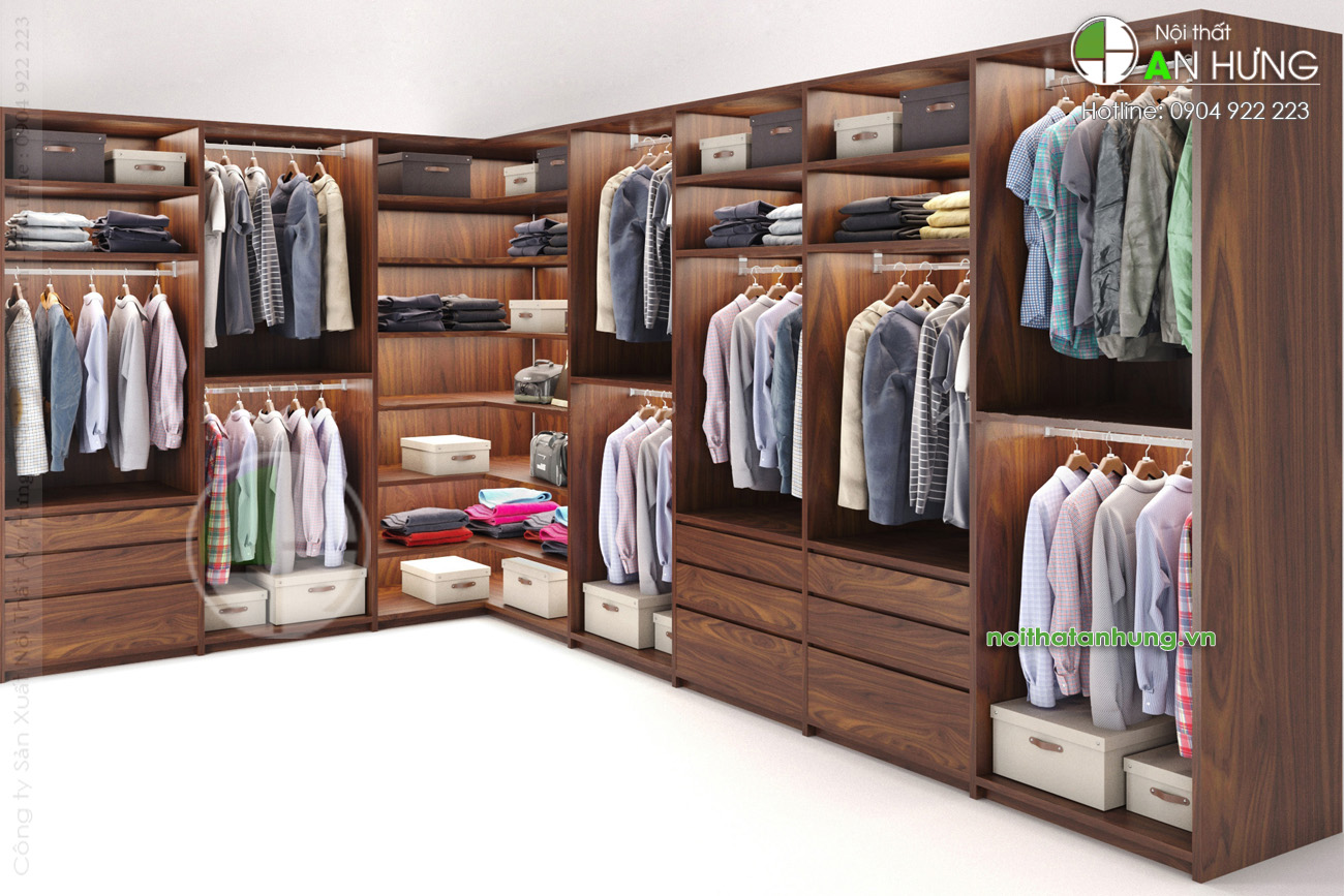 MẪU TỦ ÁO GỖ ÓC CHÓ HÌNH CHỮ L ĐẸP - EE02