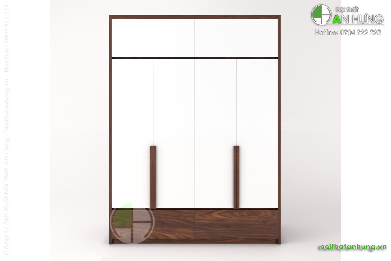 MẪU TỦ QUẦN ÁO GỖ ÓC CHÓ CÁNH TRẮNG ĐẸP - EE03