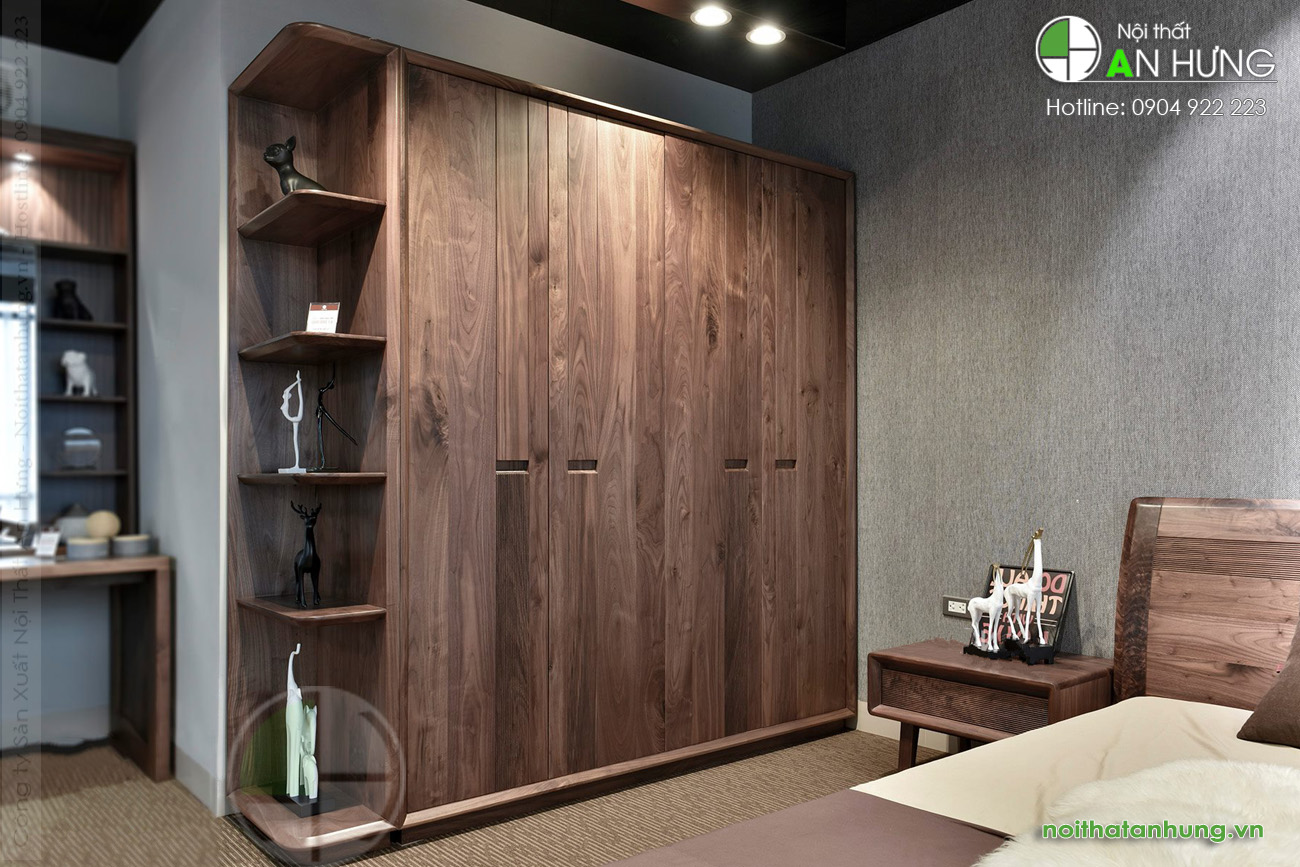 MẪU TỦ QUẦN ÁO GỖ ÓC CHÓ CÁNH LIỀN ĐẸP - EE08