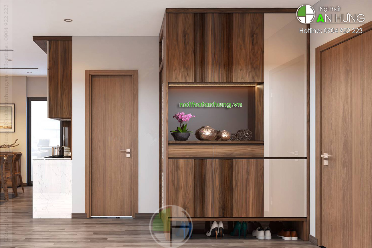 MẪU TỦ GIÀY GỖ ÓC CHÓ KỊCH TRẦN TIỆN DỤNG - DD10
