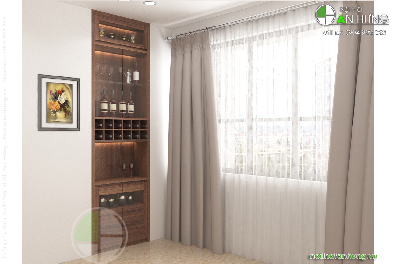 MẪU TỦ RƯỢU GỖ ÓC CHÓ ÂM TƯỜNG - TT03