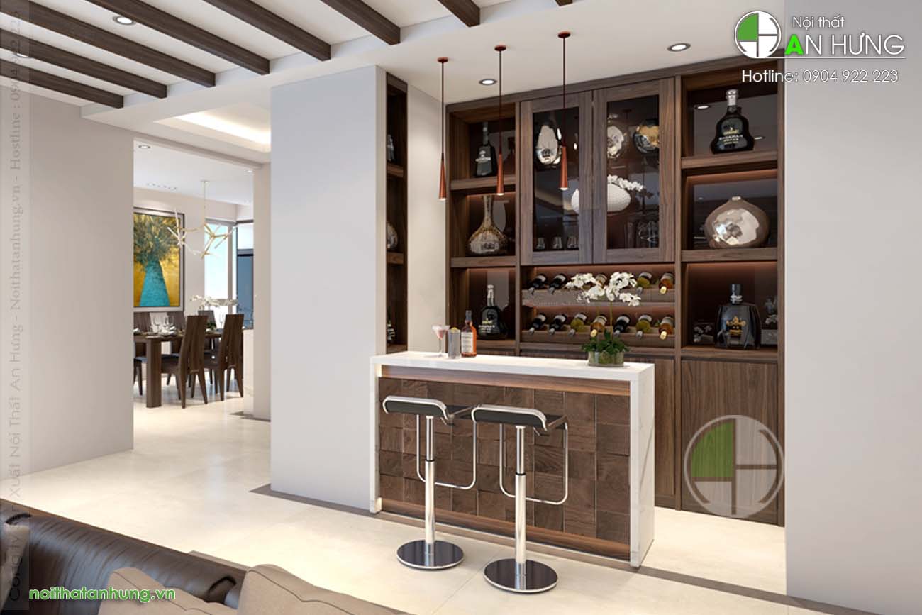 Mẫu tủ rượu gỗ óc chó đẹp - TT07