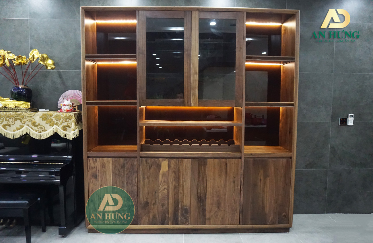 MẪU TỦ RƯỢU GỖ ÓC CHÓ ĐẸP - TT13