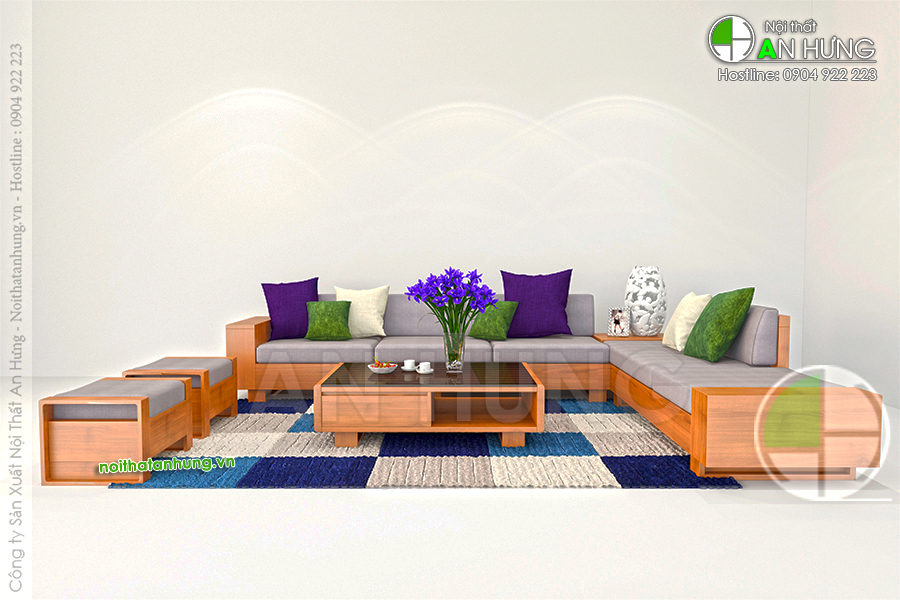 SOFA GỖ CHỮ L ĐẸP - SFG03
