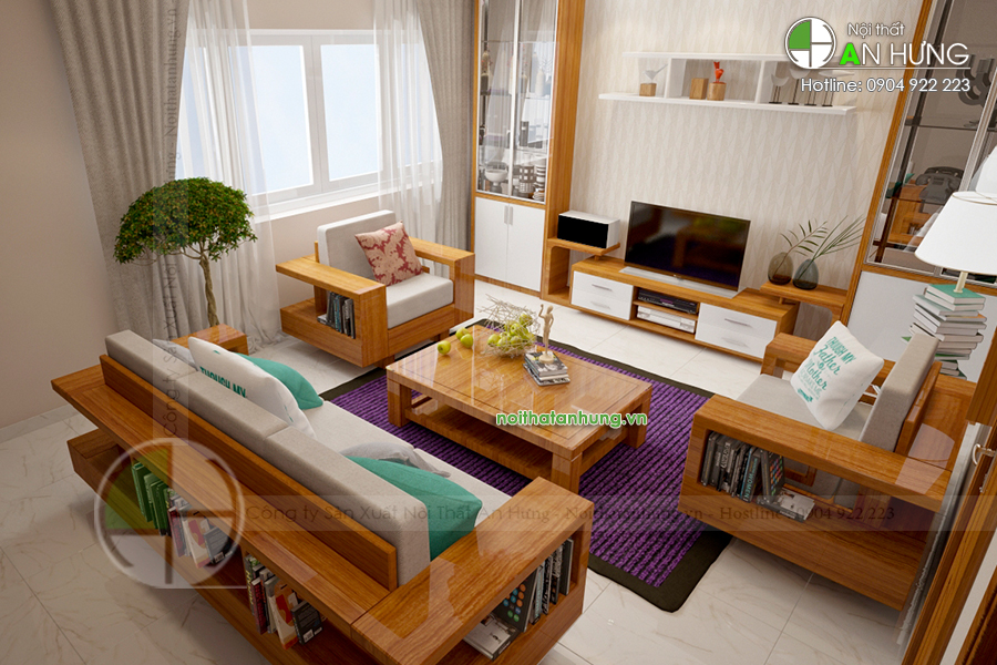 BỘ BÀN GHẾ SOFA GỖ PHÒNG KHÁCH ĐẸP - SFG19