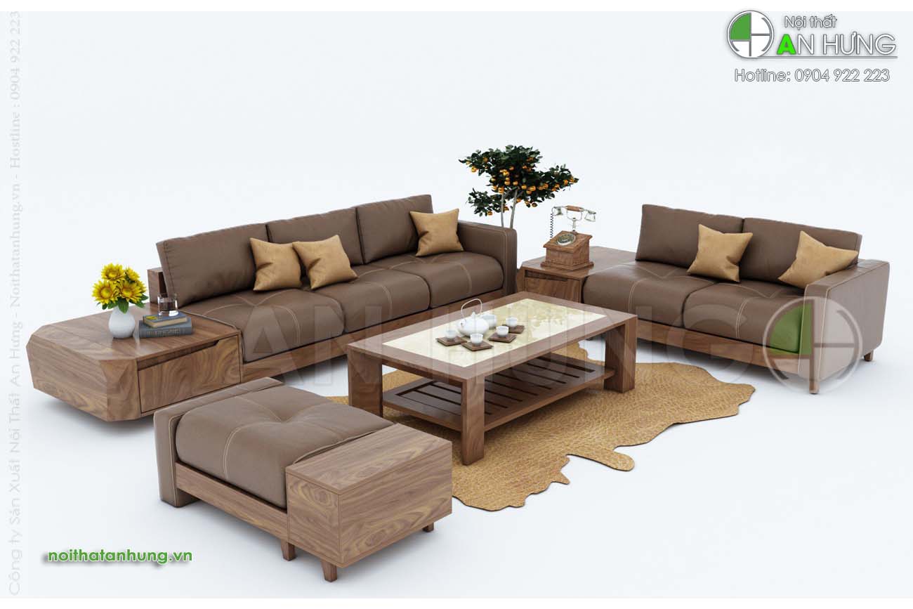 MẪU SOFA GỖ ÓC CHÓ CAO CẤP ĐẸP - SFG49