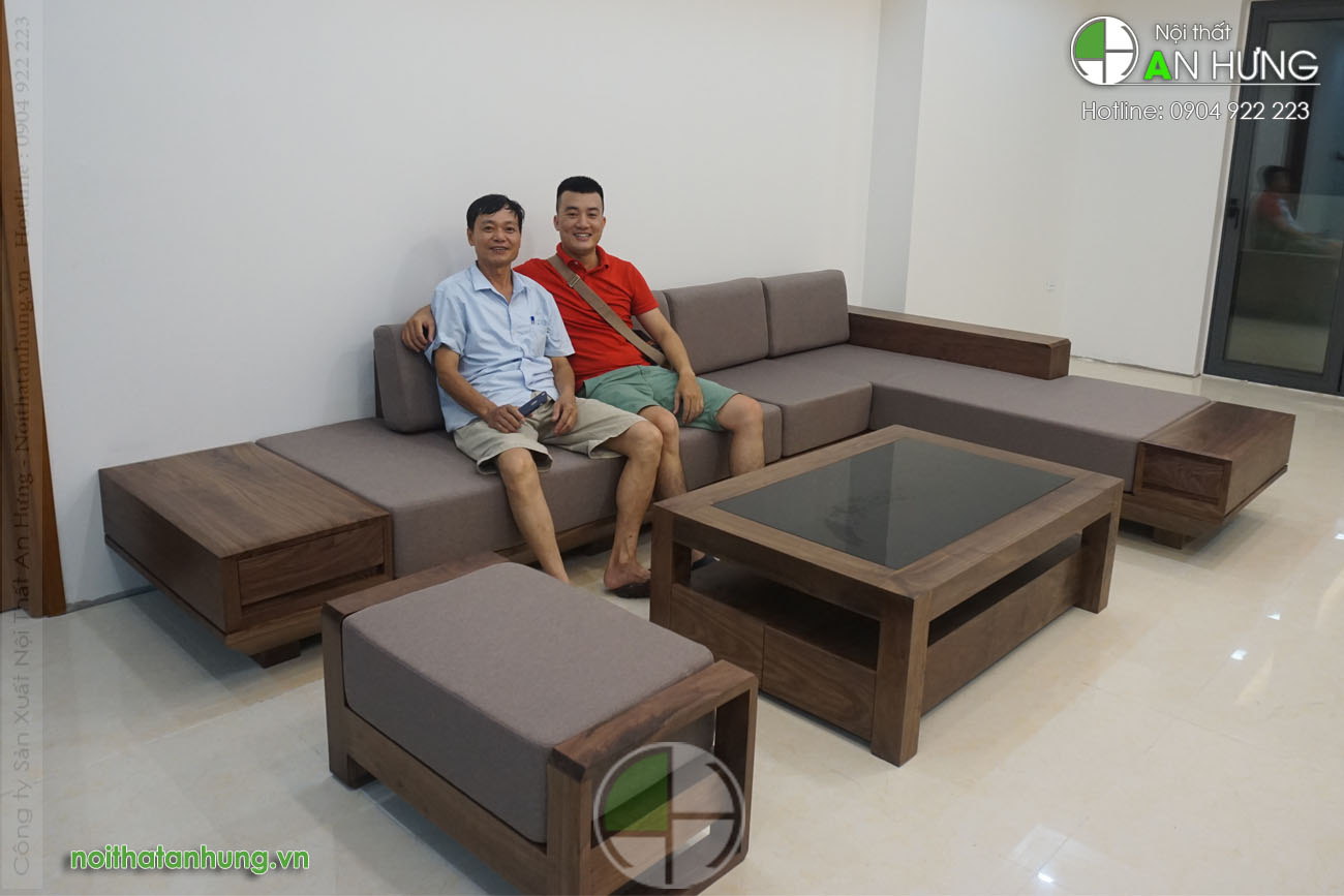 Bàn ghế sofa gỗ óc chó - SFG50