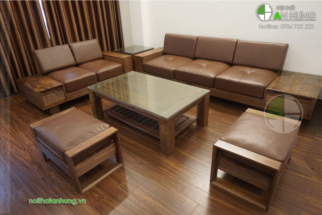 sofa gỗ óc chó đẹp - SFG51