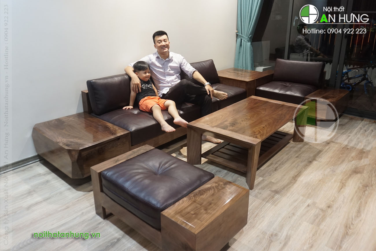 Bàn ghế sofa gỗ óc chó - SFG52