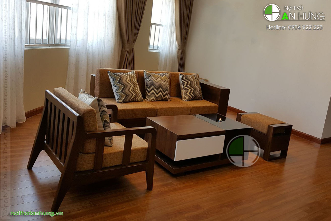 Bàn ghế sofa gỗ óc chó nhỏ - SFG53