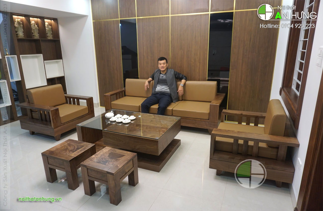 MẪU BỘ SOFA GỖ ÓC CHÓ HIỆN ĐẠI - SFG55