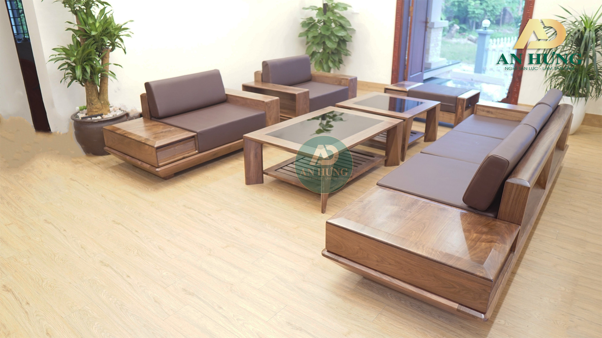 BÀN GHẾ SOFA GỖ ÓC CHÓ ĐẸP - SFG67