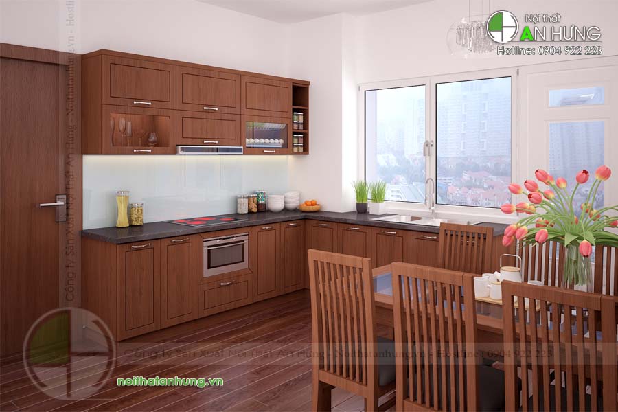 MẪU TỦ BẾP GỖ TỰ NHIÊN HIỆN ĐẠI - TB01