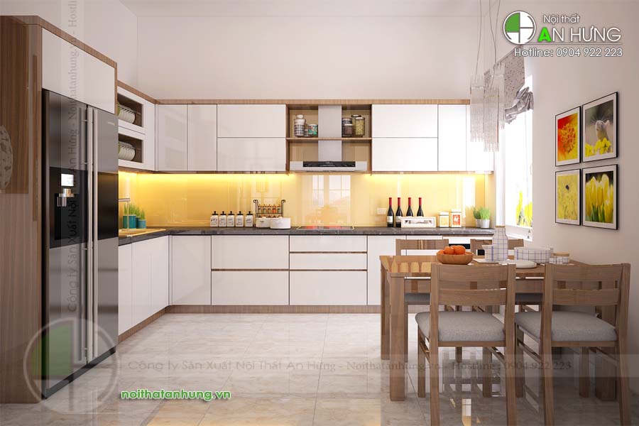 Mẫu tủ bếp chữ l đẹp - TB02