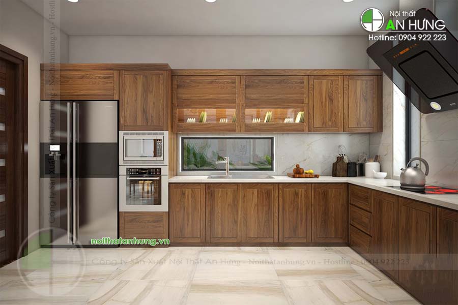 MẪU TỦ BẾP GỖ ÓC CHÓ - TB19