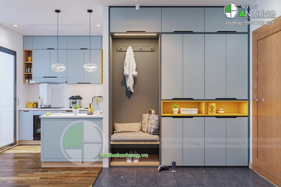 MẪU TỦ GIÀY CHUNG CƯ CÓ GHẾ NGỒI TIỆN DỤNG - TG37