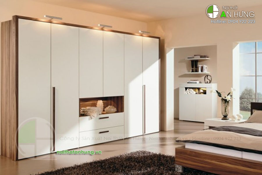 Mẫu tủ áo hiện đại sơn trắng- TA06