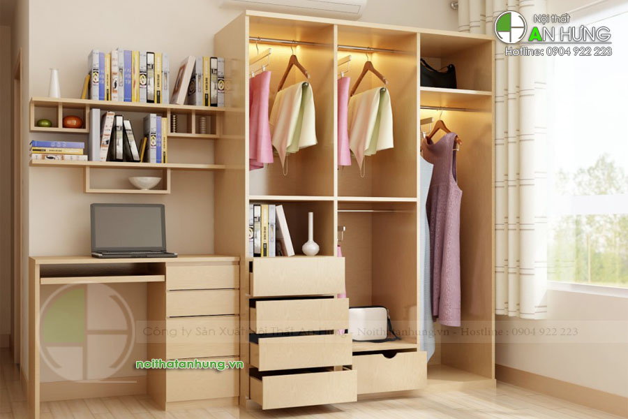 MẪU TỦ QUẦN ÁO KẾT HỢP BÀN LÀM VIỆC - TA20