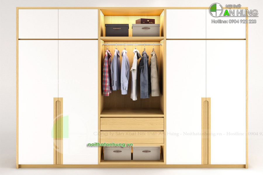 Mẫu tủ quần áo gỗ công nghiệp hiện đại - TA57
