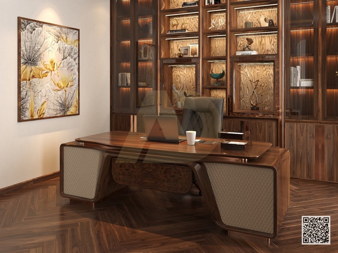BÀN LÀM VIỆC GỖ ÓC CHÓ LUXURY - UU01