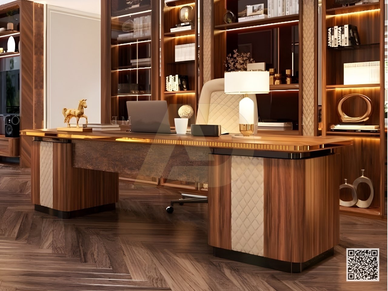 BÀN LÀM VIỆC GỖ ÓC CHÓ CAO CẤP - UU08