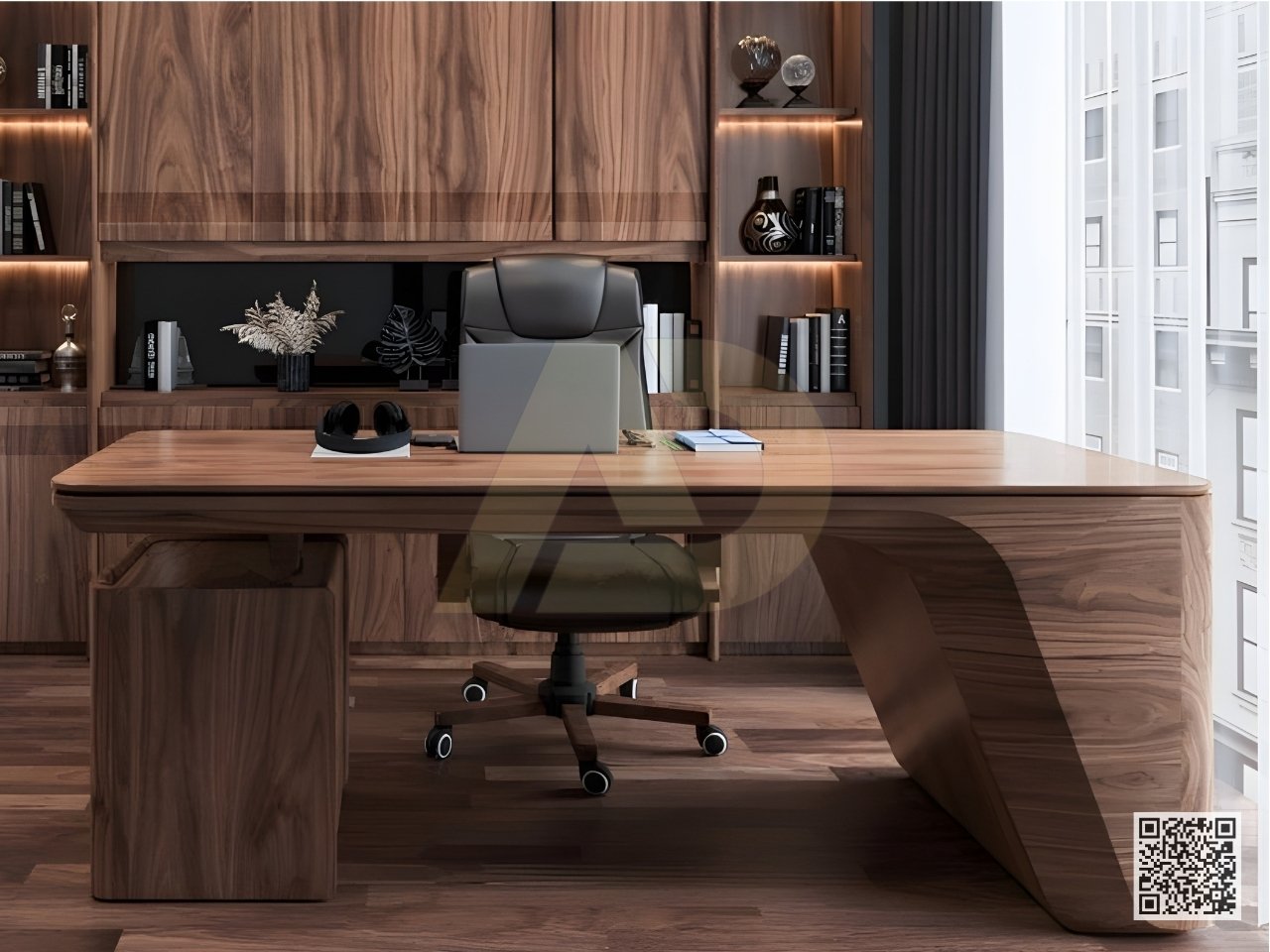 BÀN LÀM VIỆC GỖ ÓC CHÓ NÂU TRẦM - UU10