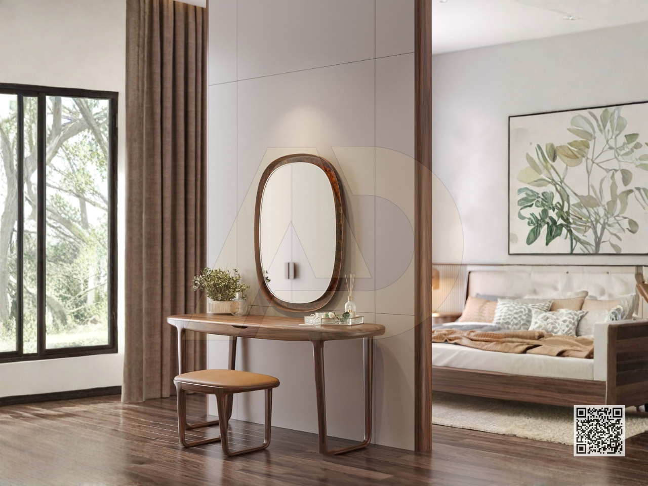 BÀN TRANG ĐIỂM GỖ ÓC CHÓ TINH TẾ - GG28