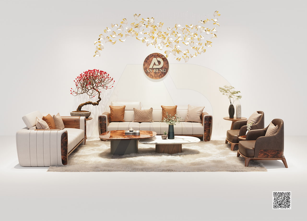 SOFA GỖ ÓC CHÓ ĐẸP SANG TRỌNG - AA54