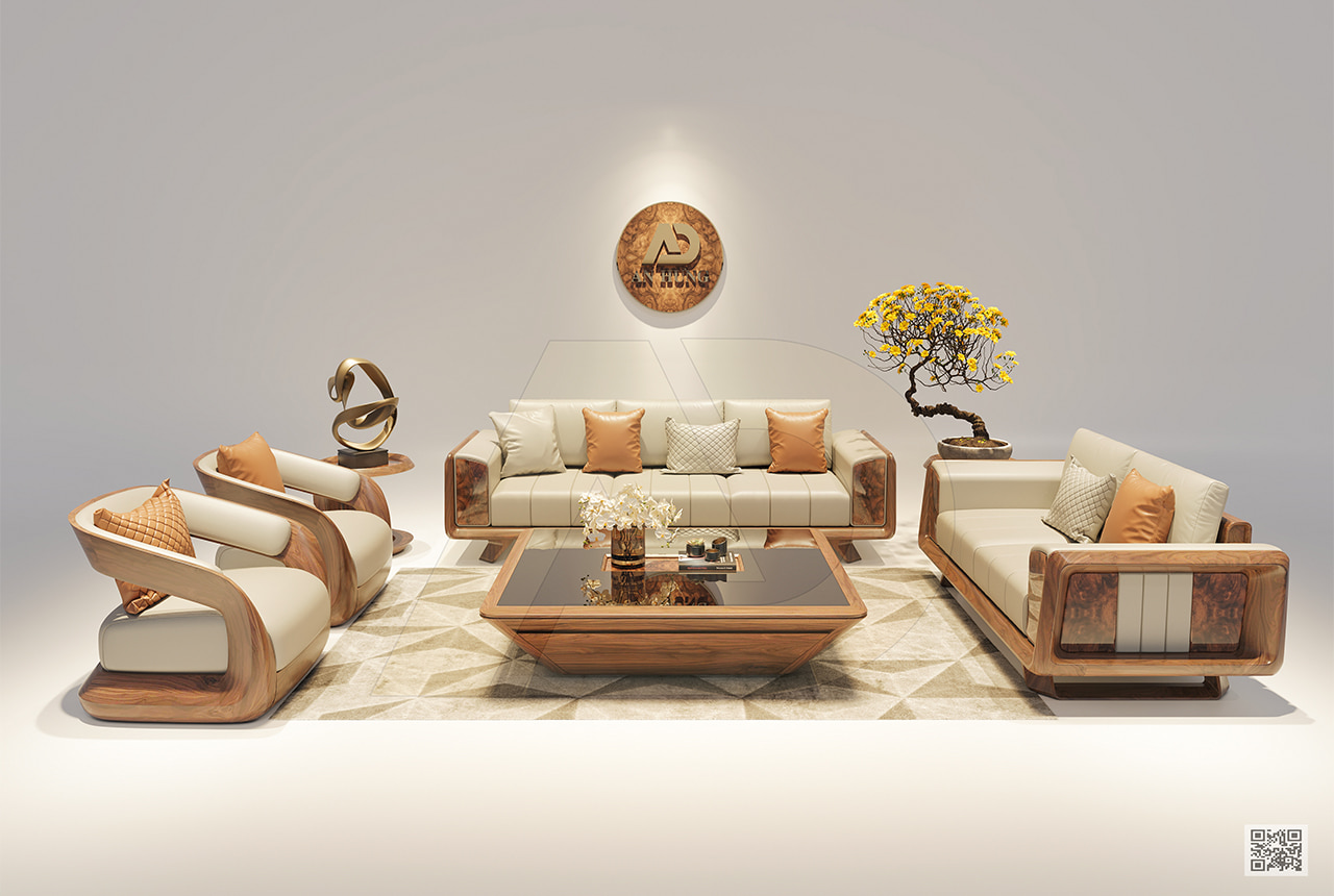 MẪU SOFA GỖ ÓC CHÓ ĐẸP 2026 - AA56