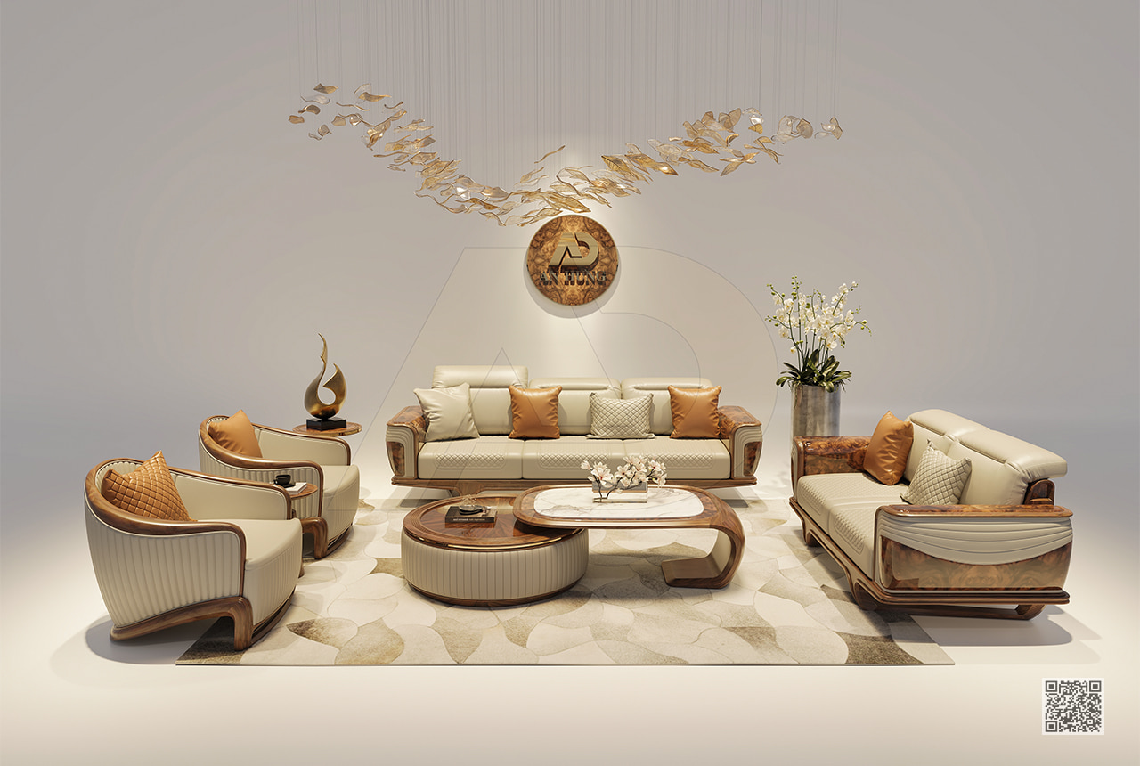 SOFA GỖ ÓC CHÓ ĐẸP CAO CẤP - AA57